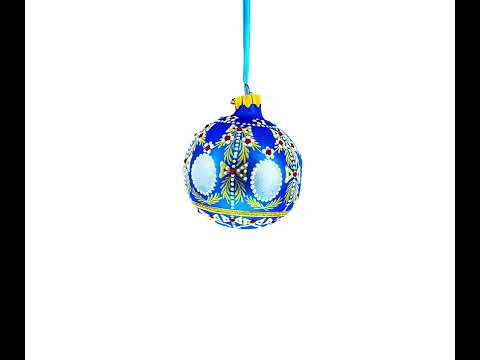 Adorno navideño de bola de cristal soplado con forma de huevo real del Palacio Real de Alexander de 1908, 3,25 pulgadas