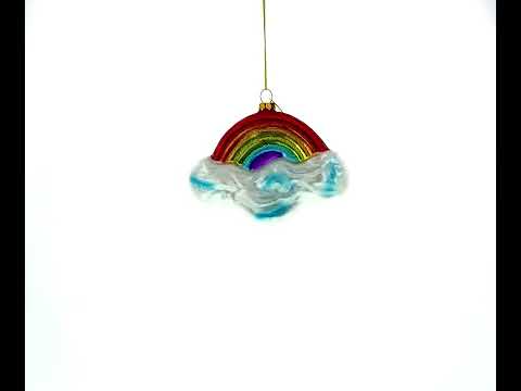 Rainbow Over Clouds Glass Christmas Ornament