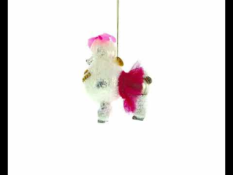 Elegante weiße Pudel-Weihnachtskugel aus Glas