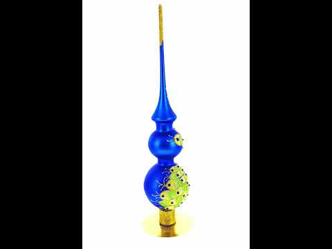 Peacock Double Ball Glass Christmas Tree Topper 16 Inches