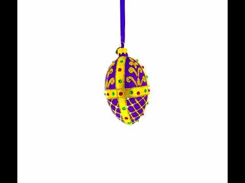 Königlich inspirierte lila Glas-Ei-Dekoration, 10 cm
