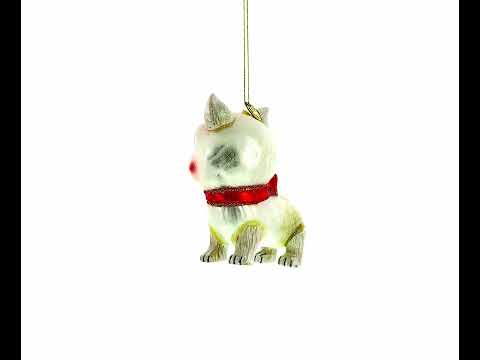 Yorkshire Terrier Glass Christmas Ornament