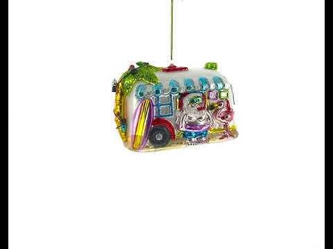 Schnorchelnder Weihnachtsmann im Wohnmobil, Glas-Weihnachtsornament