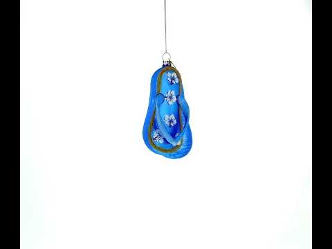 Colorful Flip Flops Glass Christmas Ornament
