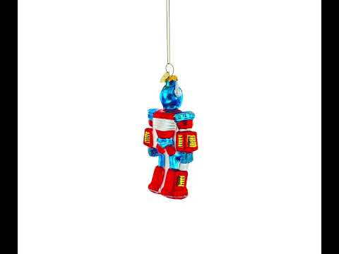 Battle Robot with Power Core Bot Glass Christmas Ornament