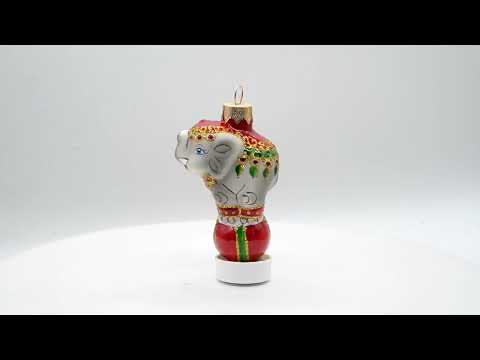 Circus Elephant on the Ball Glass Ornaments