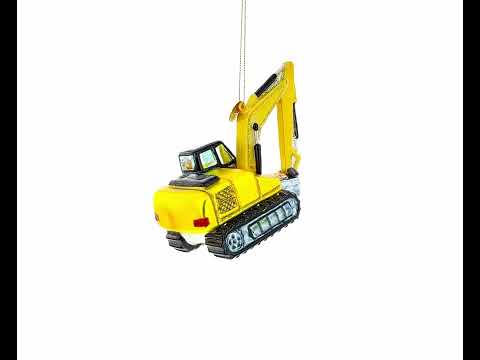 Digger Excavator Glass Christmas Ornament