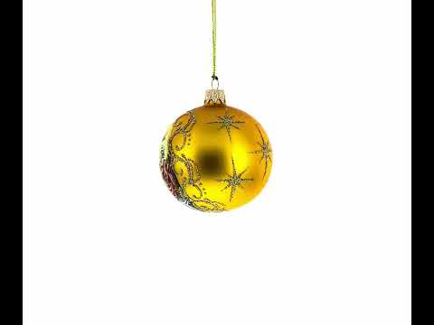 Adorno navideño de 4 pulgadas con escena de la Natividad Sagrada sobre bola de cristal dorada