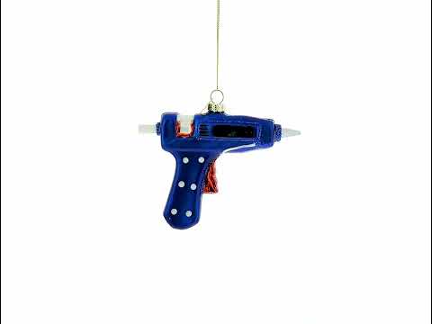 Craftsman's Blue Glue Gun Glass Christmas Ornament