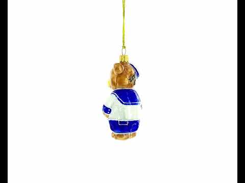 Sailor Teddy Bear with Nautical Outfit Glass Christmas Ornament