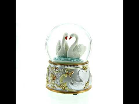 Romantic Swan Spinning Musical Water Snow Globe