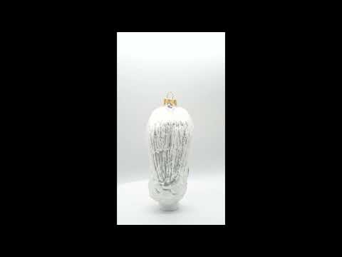 Adorno navideño de cristal con un ángel de la guarda tocando la mandolina