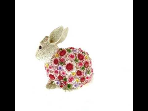 Blumenhasenfigur – Elegante Frühlings- und Osterdekoration mit pastellfarbenen Blüten, 18 cm