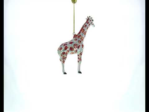 Glittered Giraffe Glass Christmas Ornament