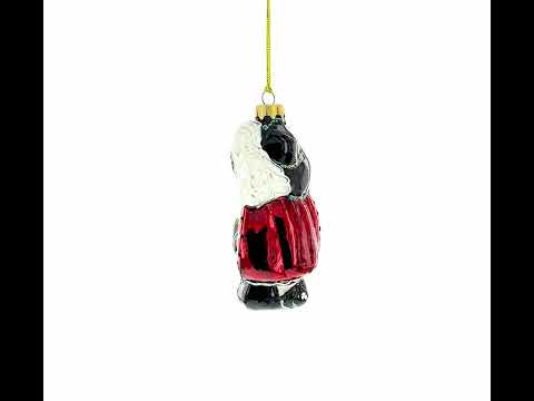 Adorno navideño de cristal del Gato con Botas con traje ornamentado
