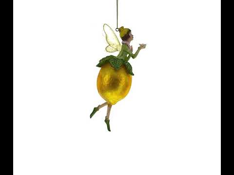 Enchanting Citrus Lemon Fairy Glass Christmas Ornament