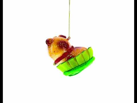 Bulldog Pup Glass Christmas Ornament
