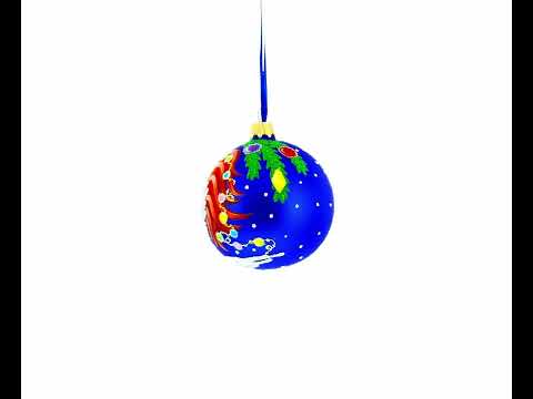 Adorno navideño de bola de vidrio soplado con forma de gallo blanco adornado con luces navideñas de 3,25 pulgadas
