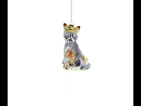 Yorkshire Terrier Glass Christmas Ornament