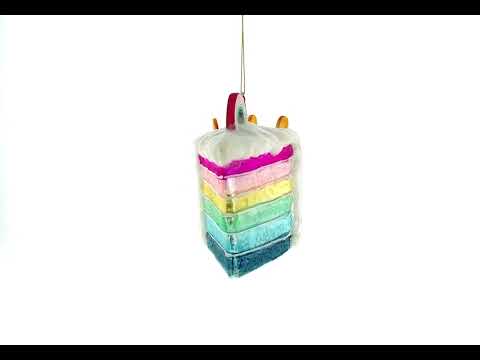 Vibrant Rainbow Layer Cake Glass Christmas Ornament
