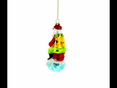 Weihnachtsschmuck aus Glas: Eisbär beim Eisfischen