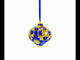 Jeweled Golden Leaves on Blue Onion-Shape Finial Glass Christmas Ornament