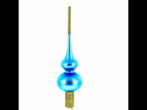 Blaue Weihnachtsbaumspitze aus Glas mit funkelnder Spitze, 28 cm (11 Zoll)