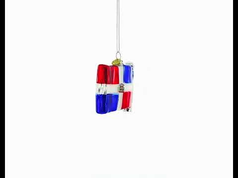 Waving Flag of Dominican Republic Glass Christmas Ornament