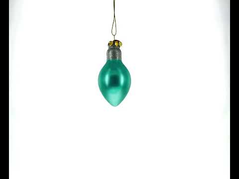 Shimmering Blue Light Bulb Glass Christmas Ornament