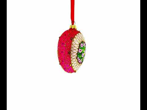 Adorno de huevo de cristal con palomas románticas en forma de flor, 4 pulgadas