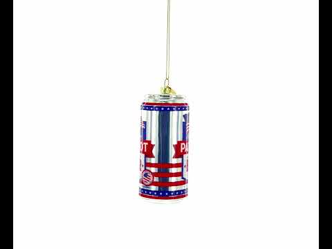 USA Patriot Beer Can Blown Glass Christmas Ornament