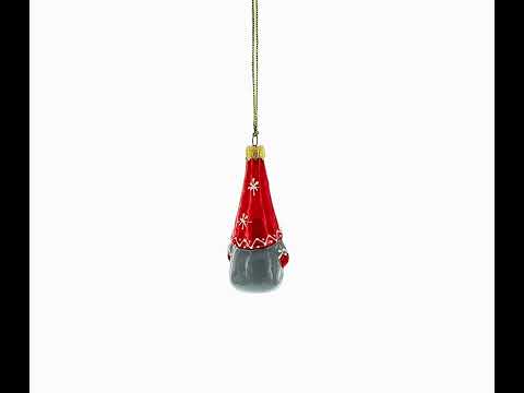 Scandinavian Gnome Elf Glass Christmas Ornament