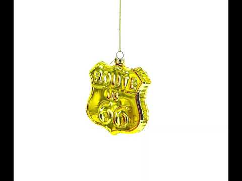 Iconic Route 66 Sign Glass Christmas Ornament