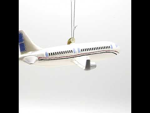Passenger Jet Airplane Glass Christmas Ornament