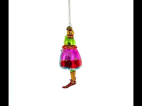 Adorno navideño de cristal del Rey Rana vestido con túnica