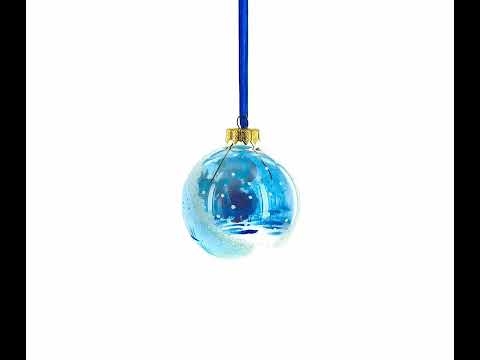 Girl with Reindeer Glass Ball Christmas Ornament 3.25 Inches