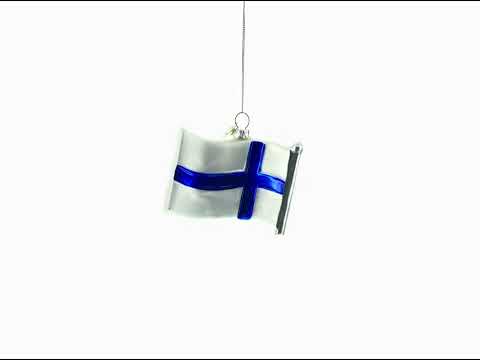 Waving Flag of Finland Glass Christmas Ornament