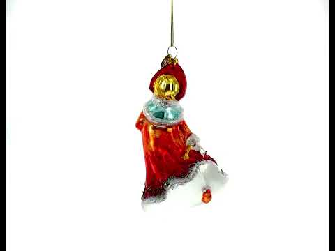 Snow Maiden in Red Glass Christmas Ornament