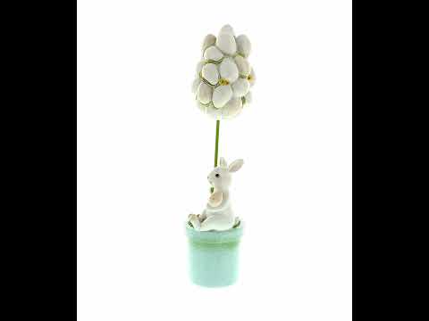 Bunny's Treasured Easter Egg Vessel Topiary Tabletop Decor Figurine 13.5 Inches Tall