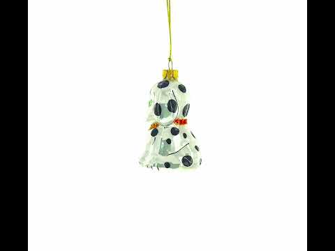 Weihnachtsschmuck aus Glas: Dalmatinerwelpe mit grünen Augen