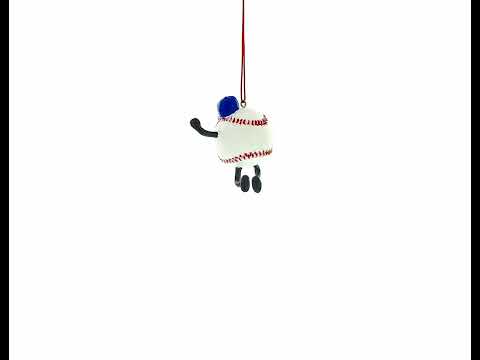 Lächelnder Baseball-Charakter mit Kappe, Weihnachtsbaumschmuck aus Kunstharz