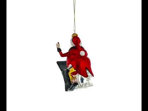 Santa Piano Performance Glass Christmas Ornament