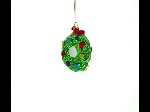 2023 Snowmen Couple in Wreath Glass Christmas Ornament