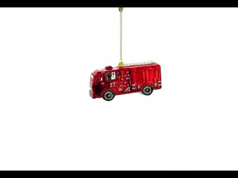 Classic Fire Truck Glass Christmas Ornament