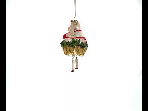 Jubilant Pig Dancing in a Bra Blown Glass Christmas Ornament