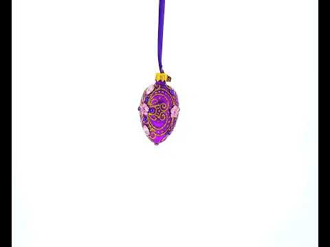 Blume auf lila Mini-Glasei-Ornament, 7,4 cm