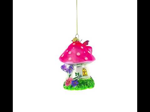 Weihnachtsschmuck aus Glas: Feenpilzhaus aus Glas