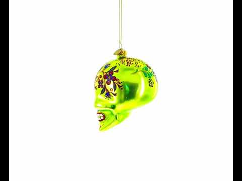 Verzierter Totenkopf-Weihnachtsschmuck aus Glas