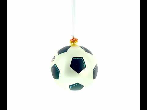 Soccer Player in Action Glass Ball Christmas Sports Ornament 3.25 Inches