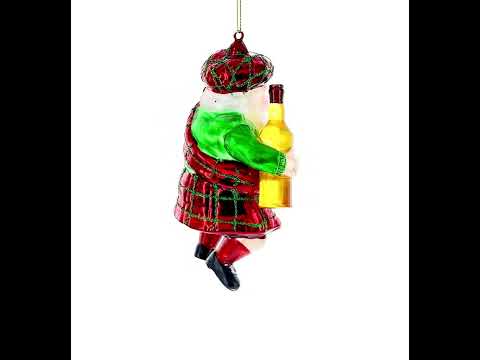 Scottish Kilt Santa with Whiskey Glass Christmas Ornament